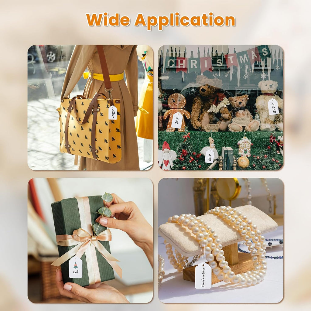 White Price Tags with String Attached 1000 PCS, 1.375 x 2.125 Inches