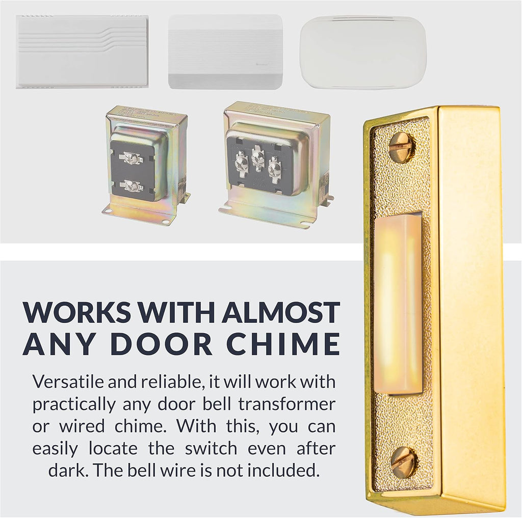 BT2BL Lighted Doorbell Button, 1-Pack, Brass