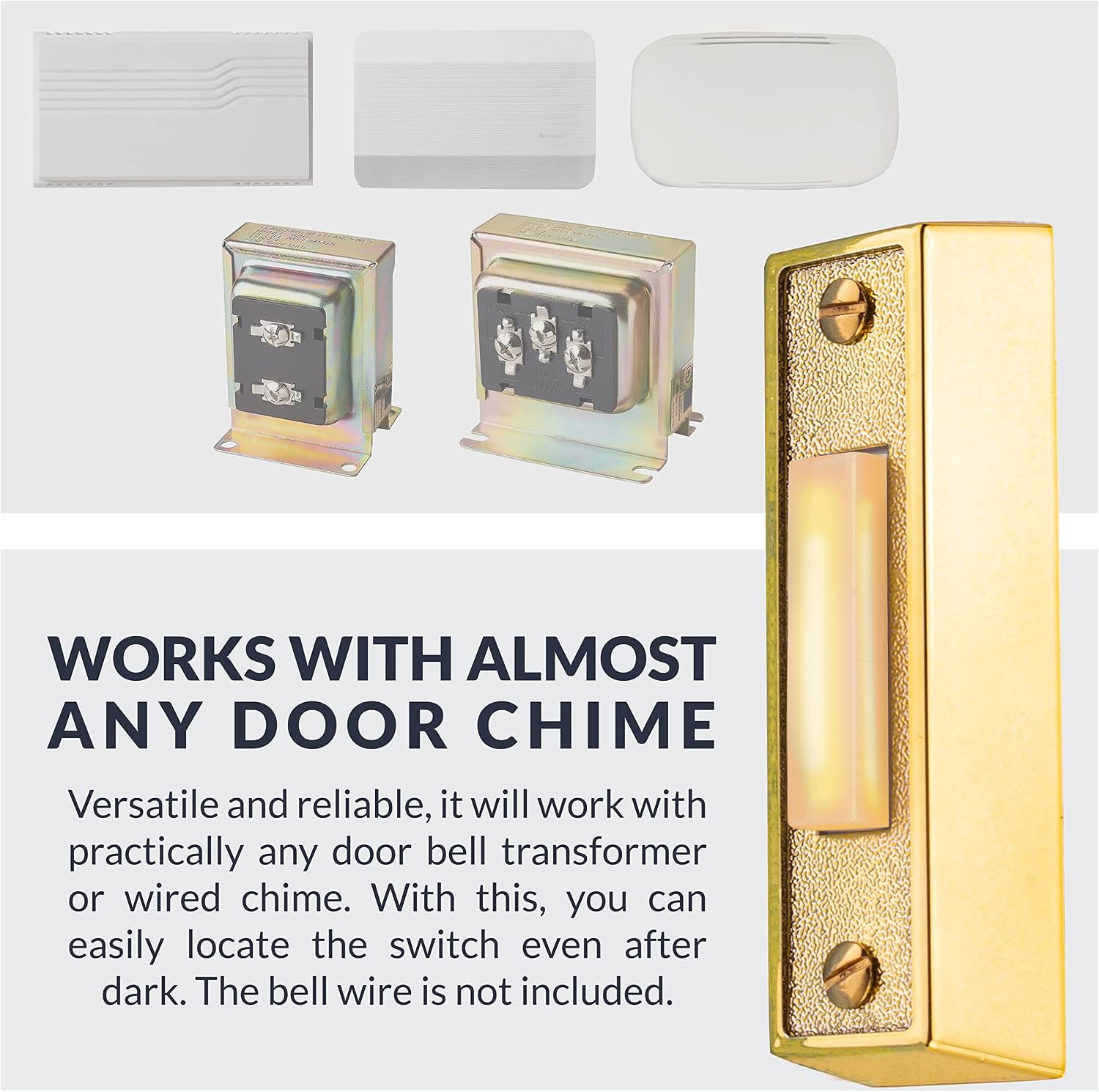 BT2BL Lighted Doorbell Button, 1-Pack, Brass