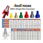 AccEncyc 800 Pcs Wire Nuts Assortment Kit 6 Sizes Winged Twist Wire Nuts