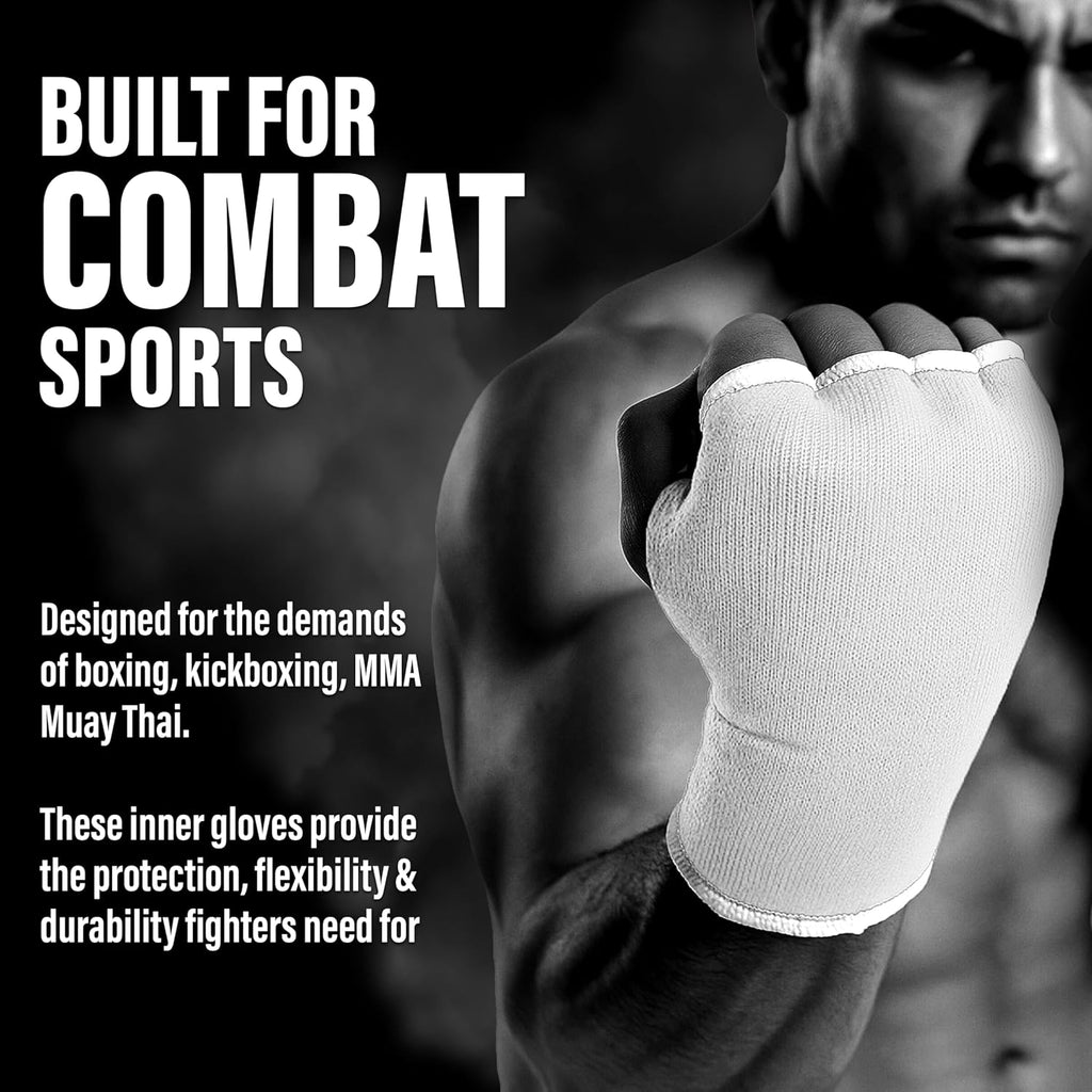 Boxing Hand Inner Gloves - Quick Elasticated Hand Wraps, Fist Protection for MMA, Muay Thai, Kickboxing, Martial Arts