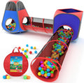 4pc Pop Up Play Tent and Tunnel Bundle for Toddlers and Kids - Indoor & Outdoor Playhouse with Storage Bag, Red & Blue