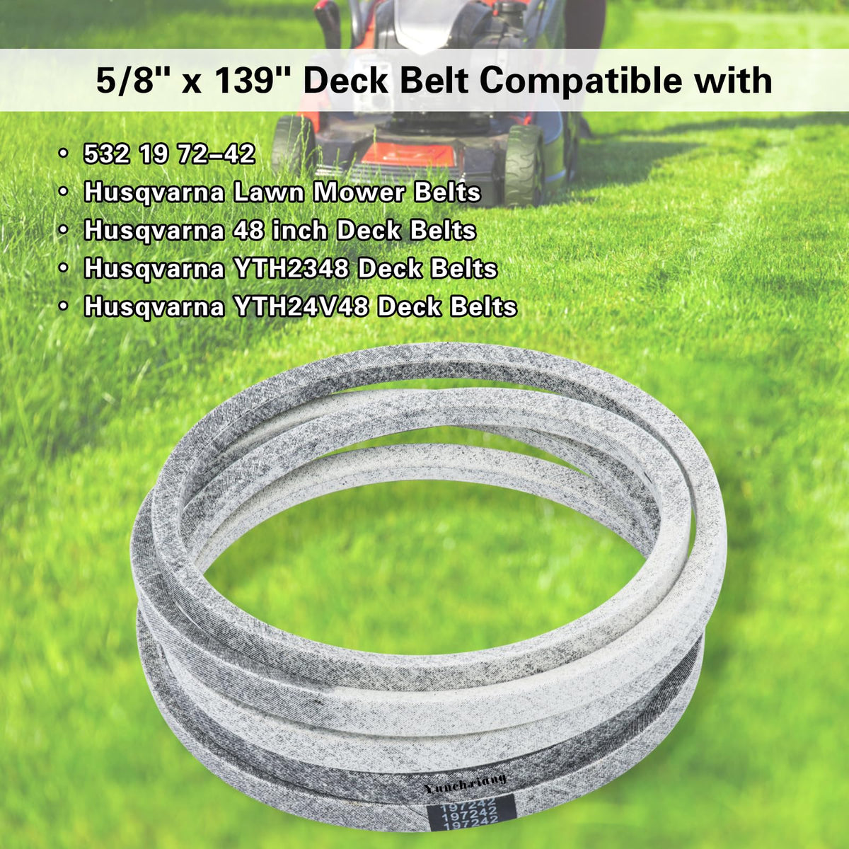 Dofank 593773401, 532197242 Deck Belt Kevlar for Husqvarna 48 inch Deck Belt YTH2348, YTH24V28 Lawn Mower, Replaces 532 19 72-42, 197242 Husqvarna - 5/8" x 139"