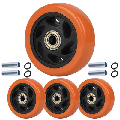 4" Caster Replacement Wheels Heavy Duty Polyurethane 4 Pack Orange