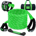 Kinetic Recovery Rope,(1in x 30ft Green) 48,500lbs Snatch Strap, Heavy Duty Stretch Nylon Towing Ropes with 2pcs Soft