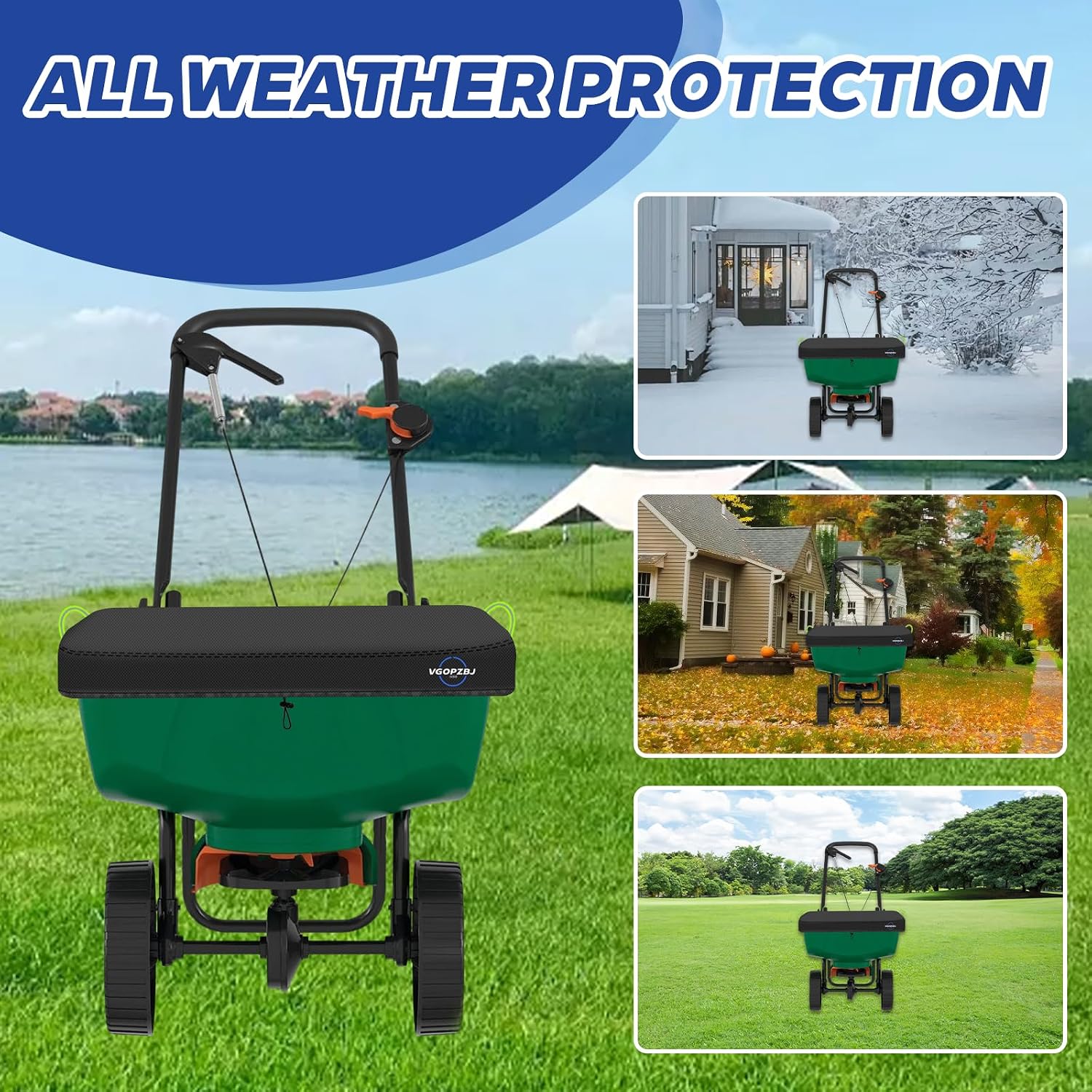 Hopper Cover Waterproof, 600D Heavy Duty Oxford-Broadcast Spreader Covers for P20-5010&Agri-Fab 85lb - 100lb