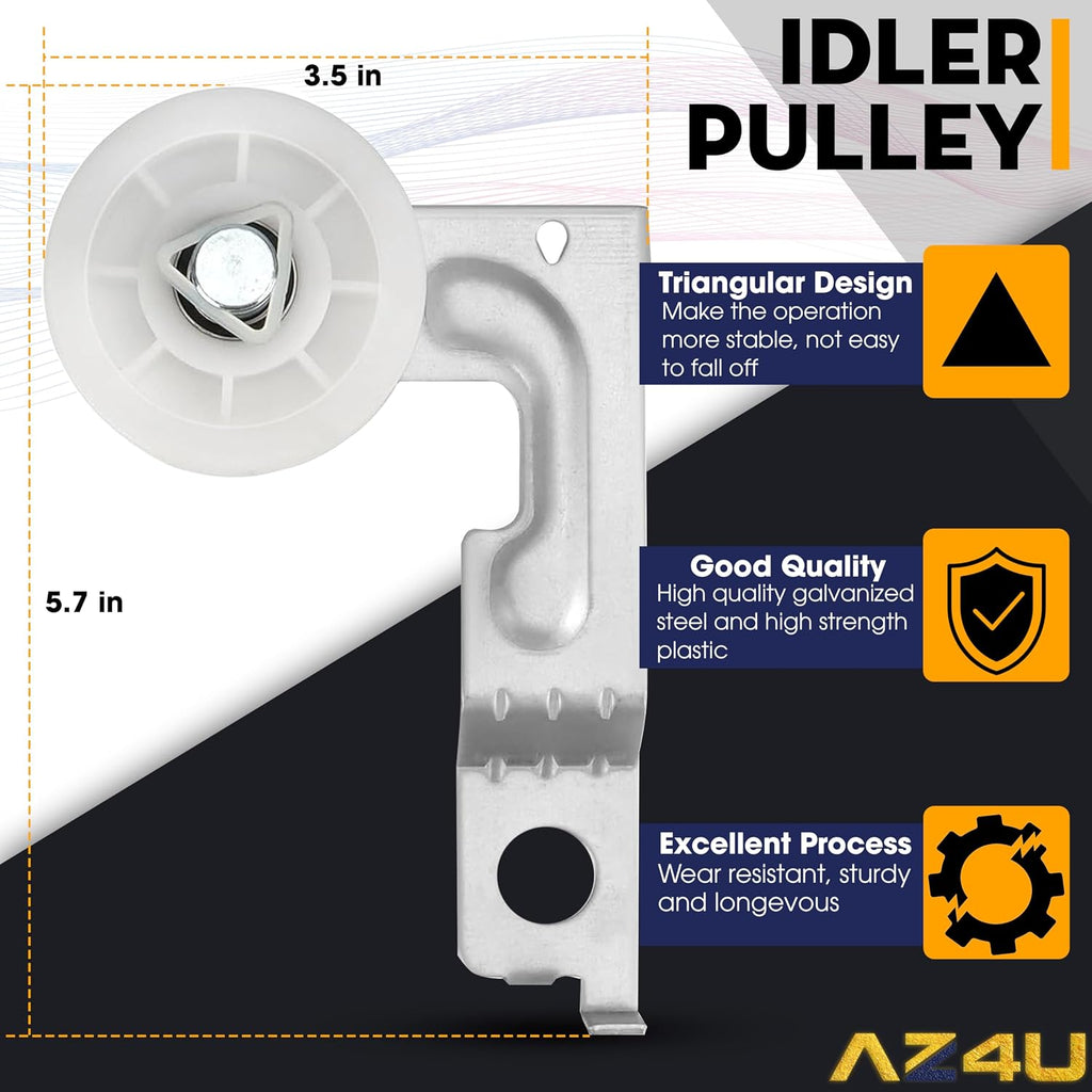 Dryer Drum Belt Idler Pulley and Pulley Kit For Maytag Whirlpool MEDE500VW1