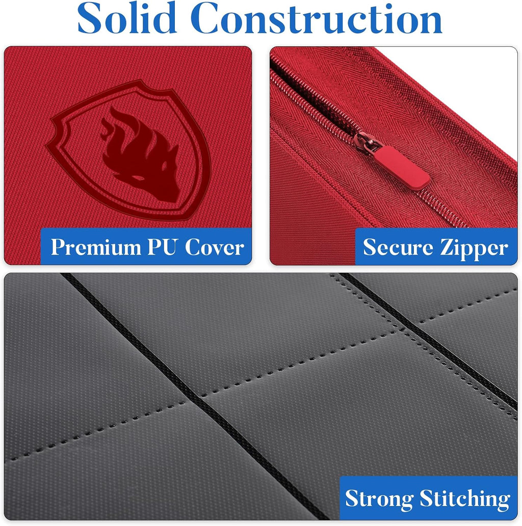 Premium Zip Card Binder, Fabmaker 9 Pocket Trading Card Binder PU Cover | Zipper Card Collection Album for 360 Cards