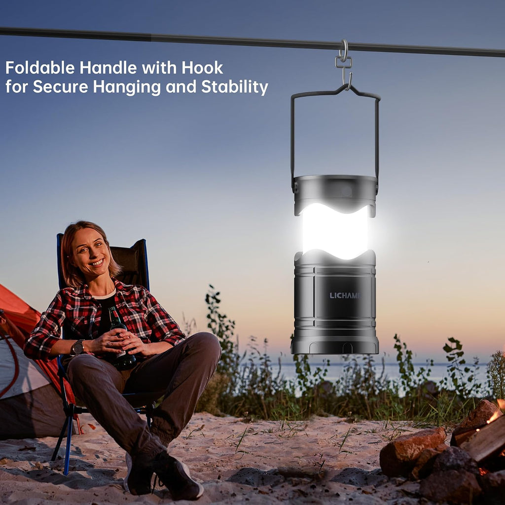 4-Pack Solar Camping Lantern, USB Rechargeable LED Lanterns Battery Powered Pop Up Flashlight Lamps with Three Modes