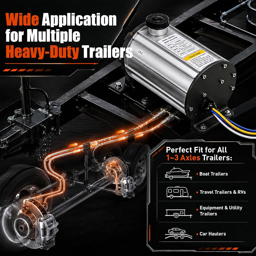1600PSI 12V Electric Over Hydraulic Trailer Brake Actuator Compatible with K71-651-00, EOH Disc Brake Pump for 1-3
