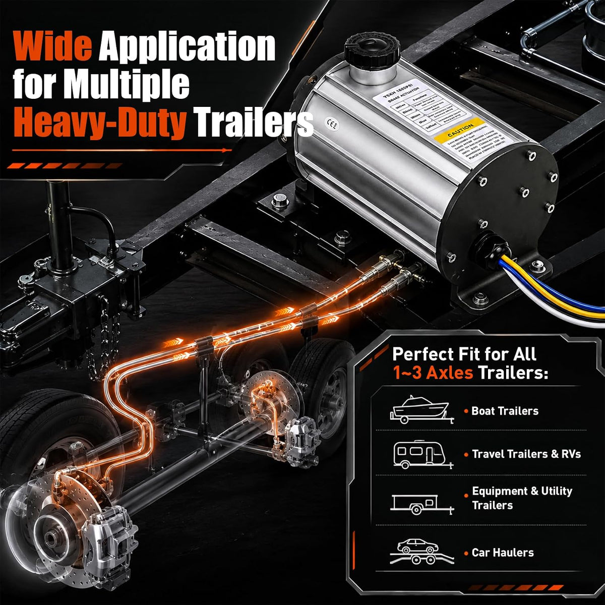 1600PSI 12V Electric Over Hydraulic Trailer Brake Actuator Compatible with K71-651-00, EOH Disc Brake Pump for 1-3