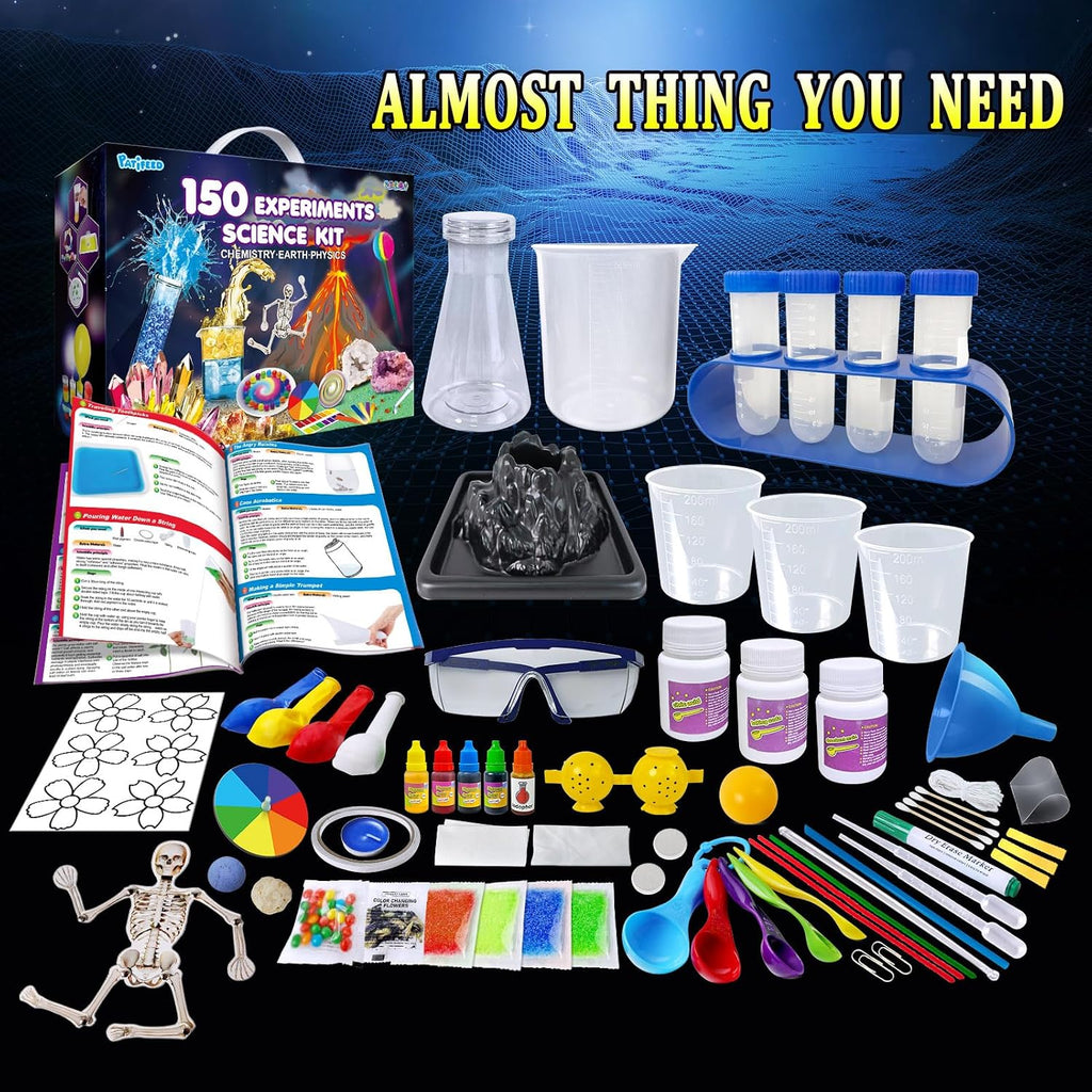 150 Experiments Science Kit for Kids Chemistry Set | S.T.E.M Toys, Break Your Own Geodes, Volcano Eruption, Crystal