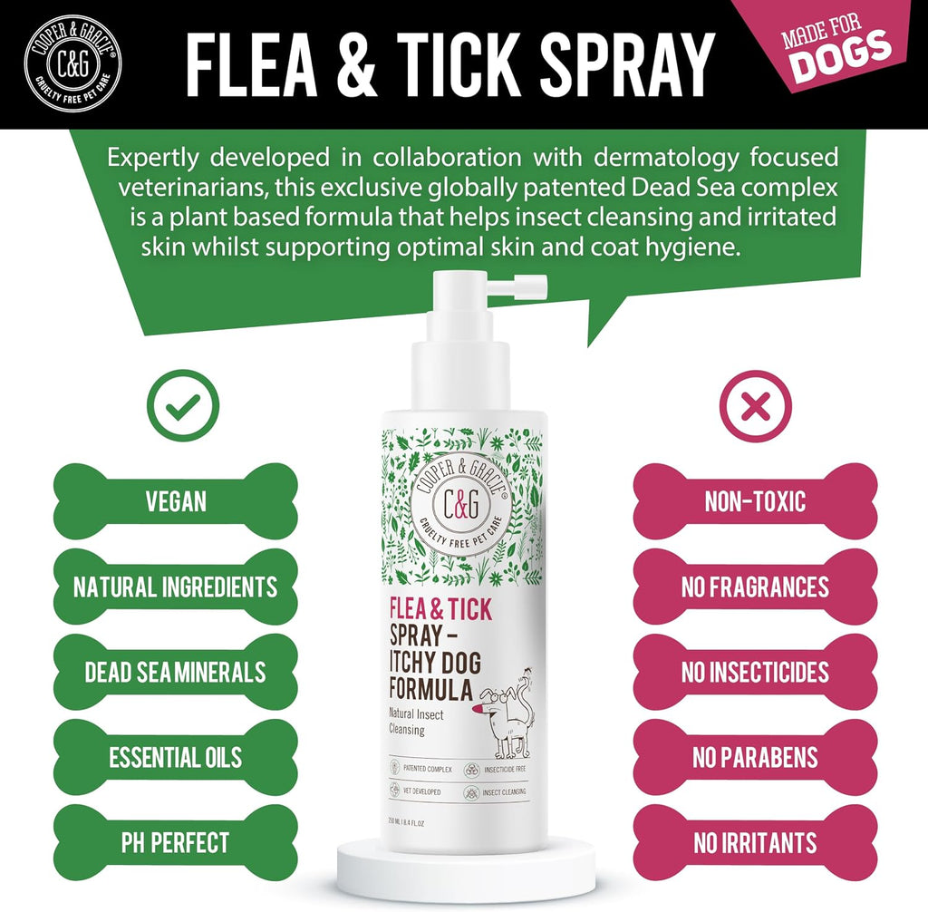 Cooper and Gracie Flea & Tick Dog Spray Grooming Skin Soothing Spray