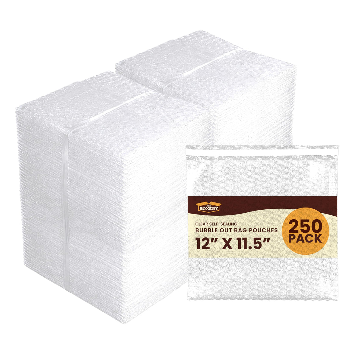 12x11.5" Clear Self-Sealing Bubble Out Bag Pouches, 250 Pack