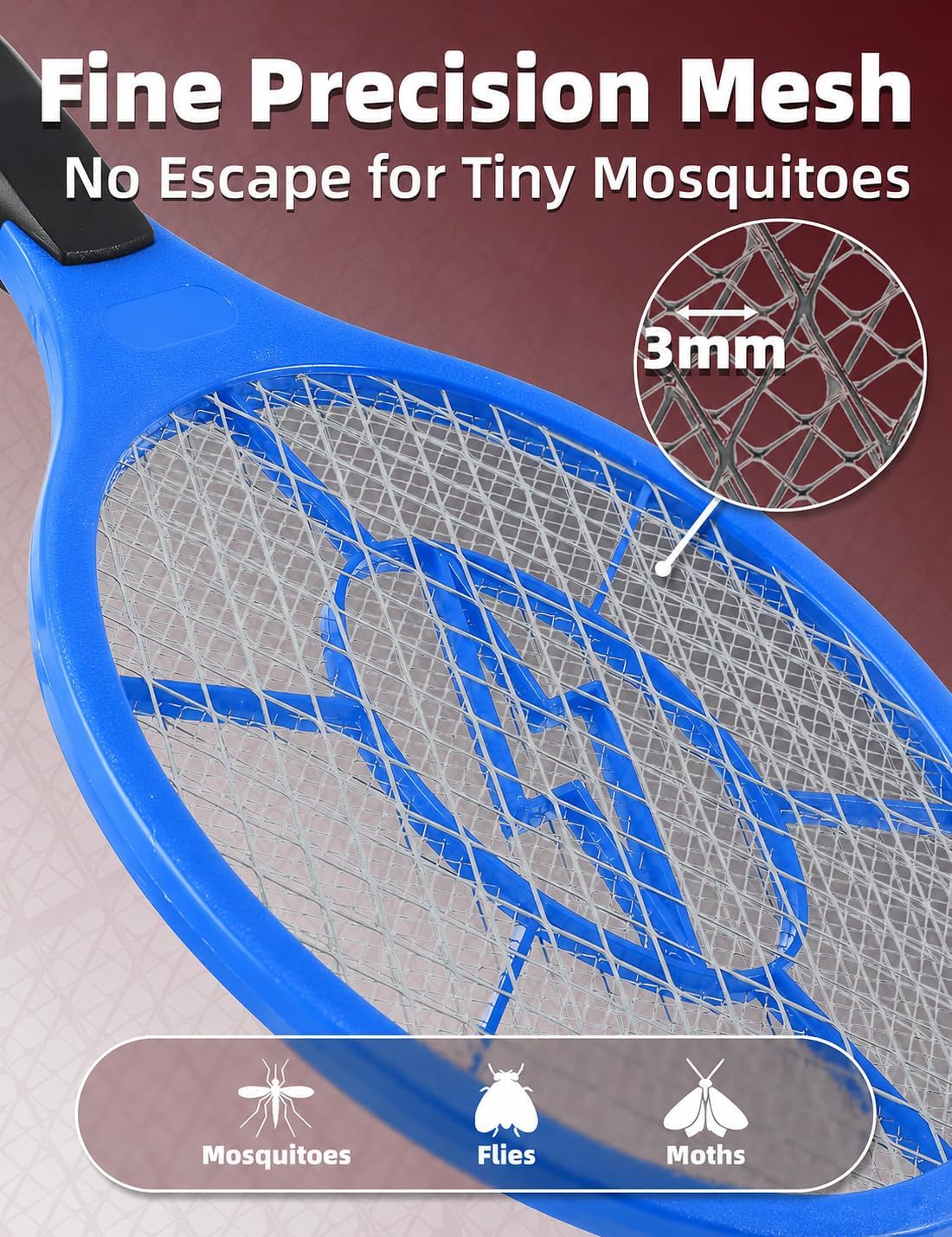 Electric Fly Swatter 2 Pack, Lightweight Battery Powered Bug Zapper Racket | 3000V fly swatter with 3-layer