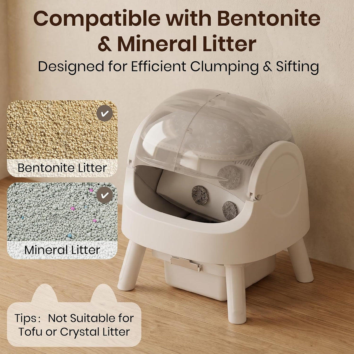 Self Cleaning Litter Box, Self Cleaning Cat Litter Box, Open-Top Design