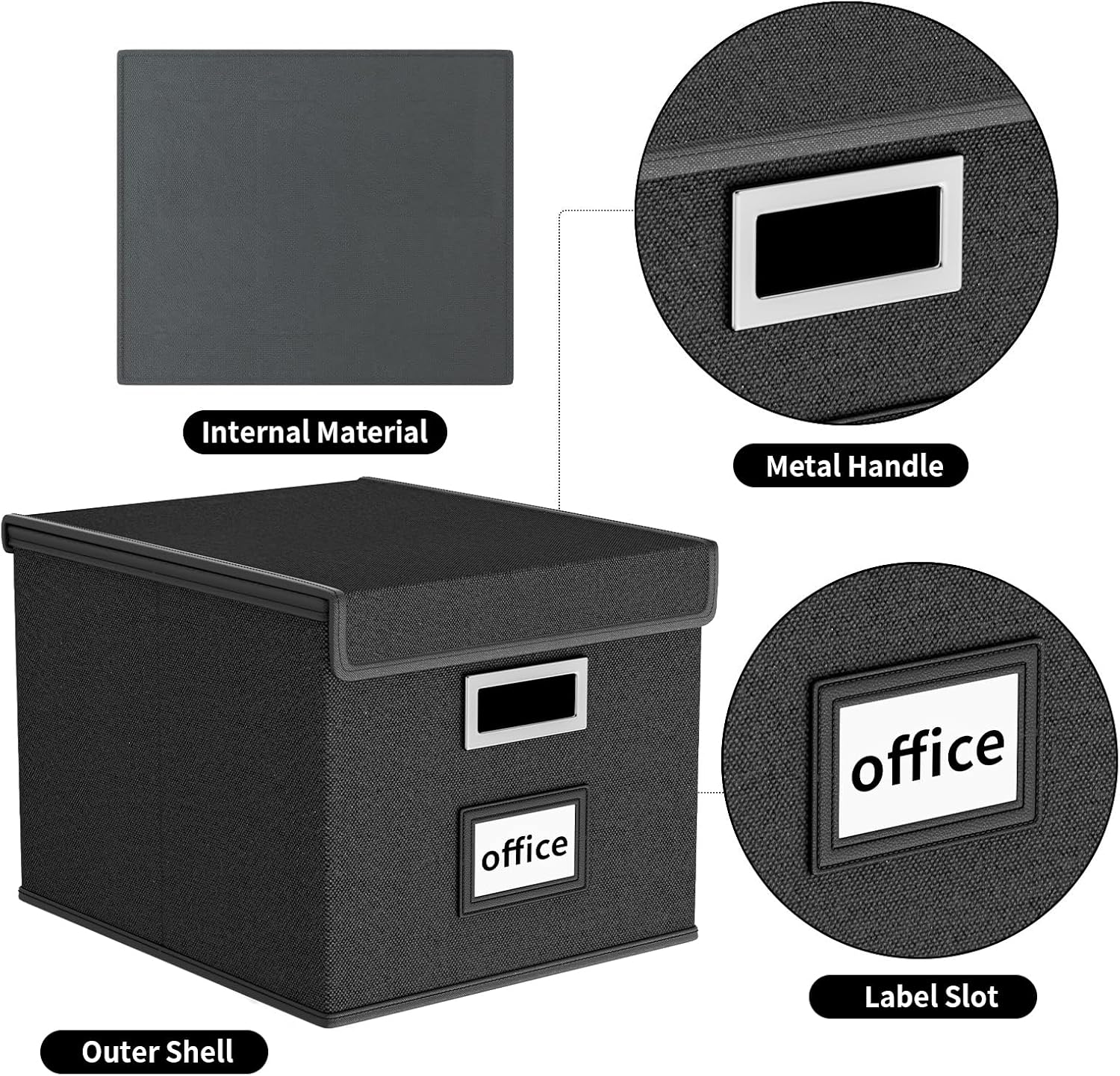 File Organizer Box with Lid, Collapsible File Folder Organizer for Office Document Storage, Filing Box with Plastic