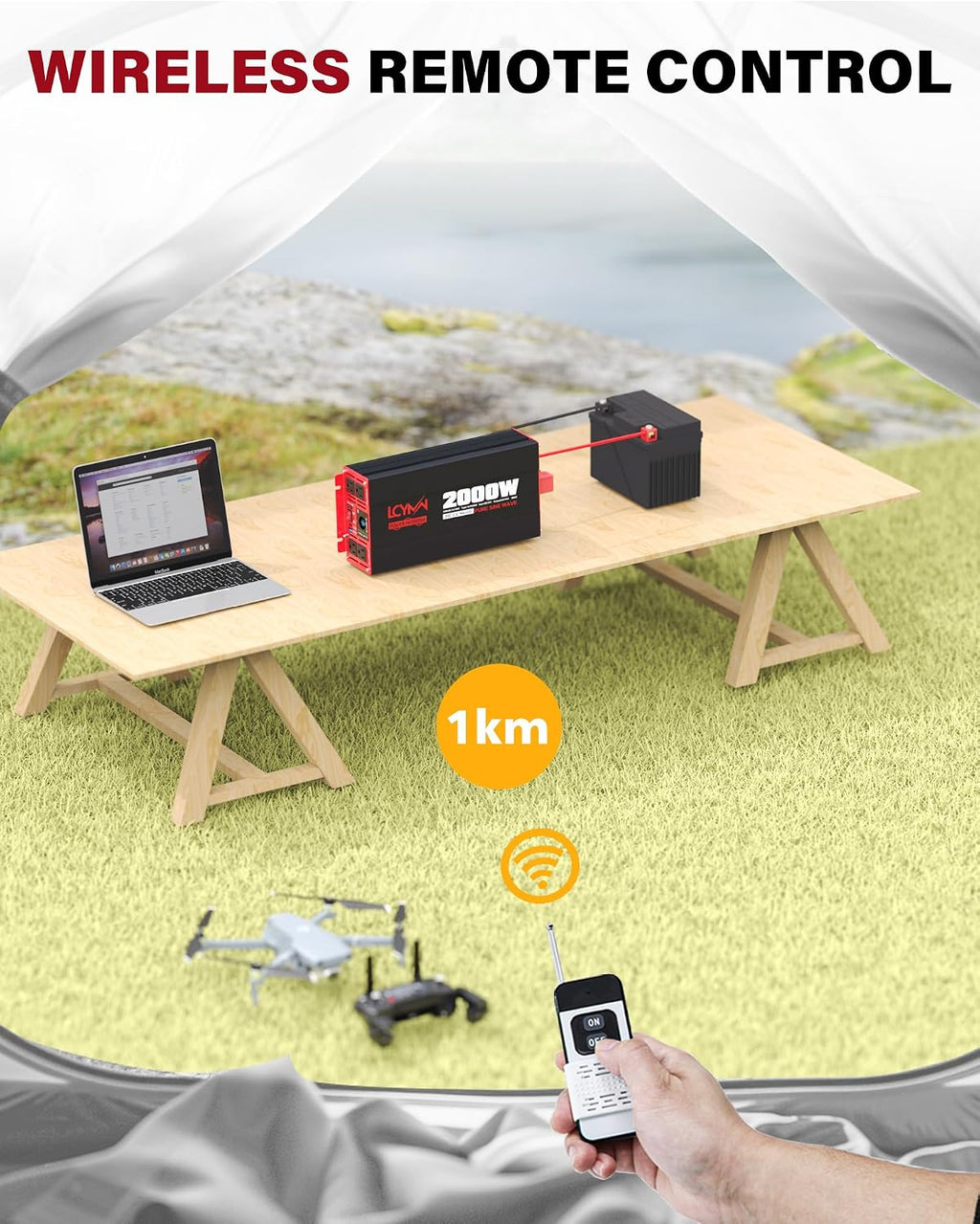 2000 Watts Pure Sine Wave Power Inverter 12V DC to 110V 120V AC Converter for Home RV Off Grid Truck Solar System