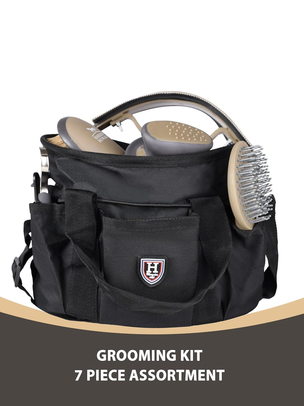Horse Grooming Brushes Kit 7 pieces with Organizer Tote