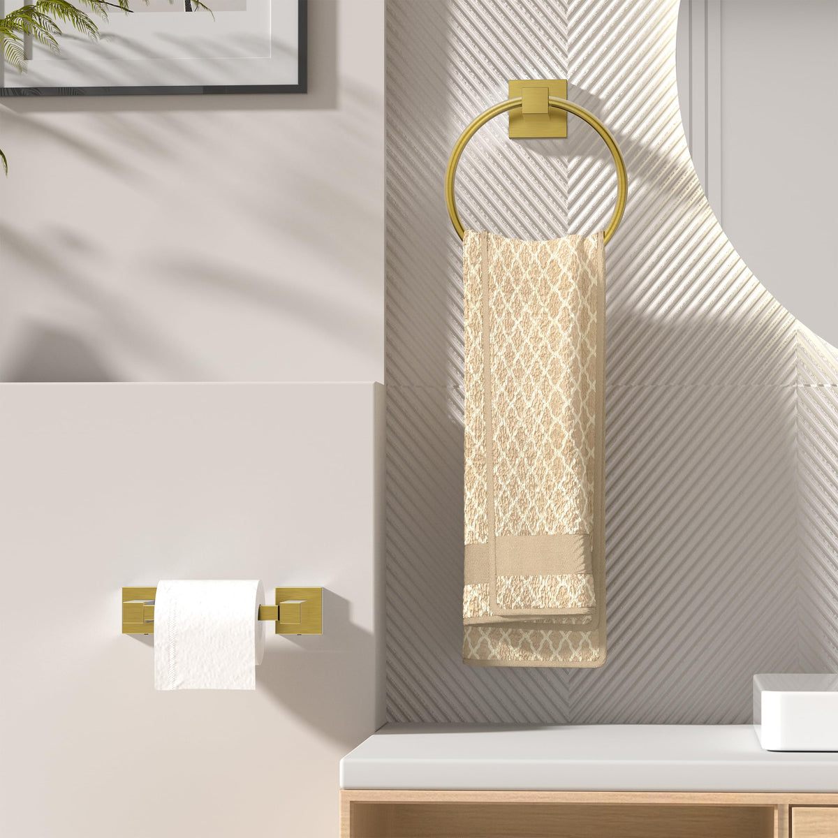 Toilet Paper Holder and Towel Ring Set, Bathroom Accessories Set