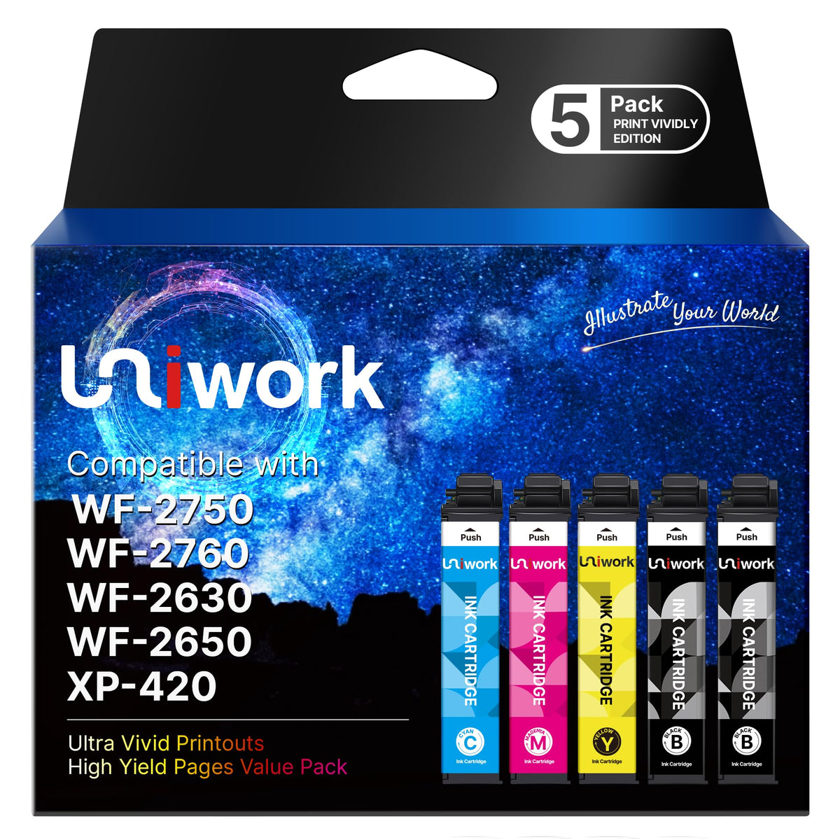 Remanufactured Replacement for Epson 220 Ink Cartridges 5 Pack