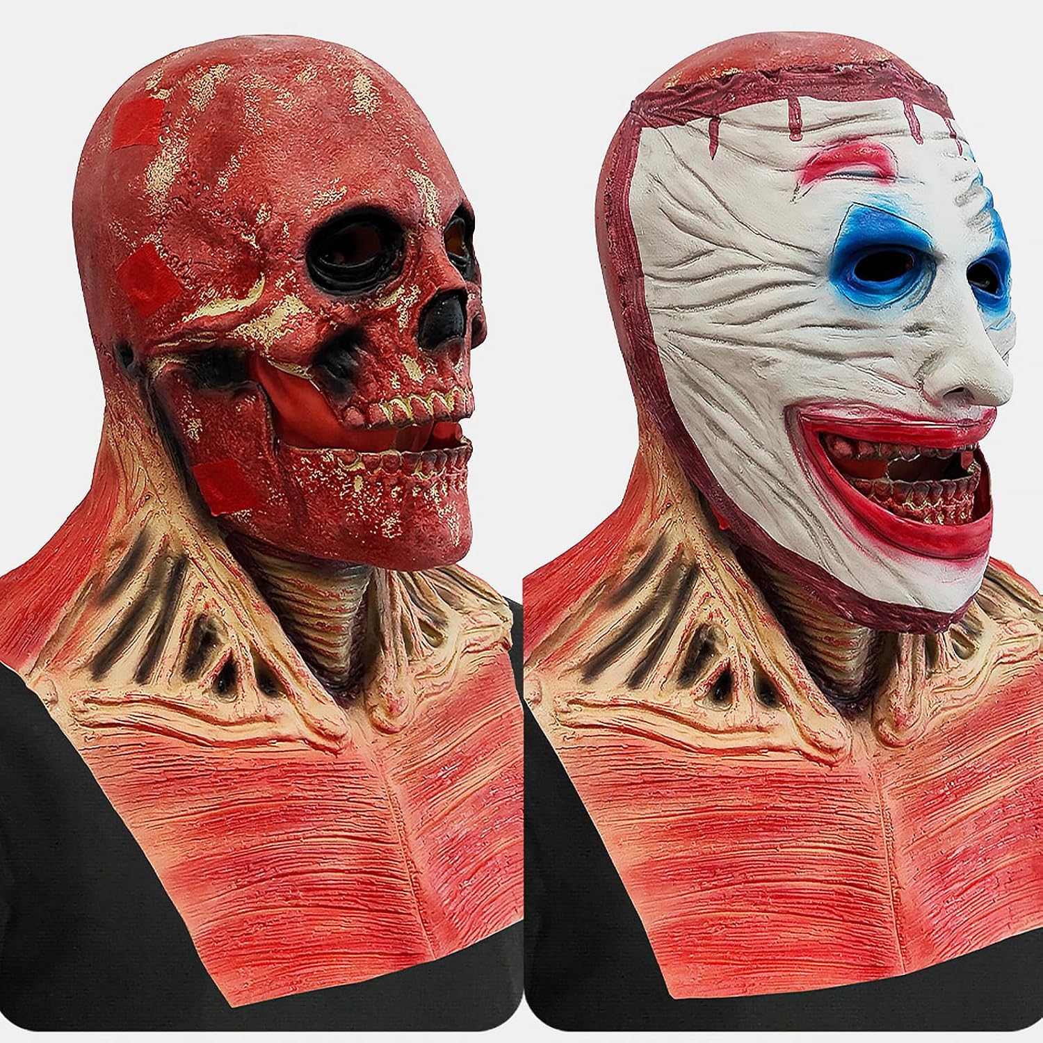Halloween Masks, Creepy Full Head Double Layers Scary Mask, Halloween Horror Cosplay Costume Latex Props for Adults