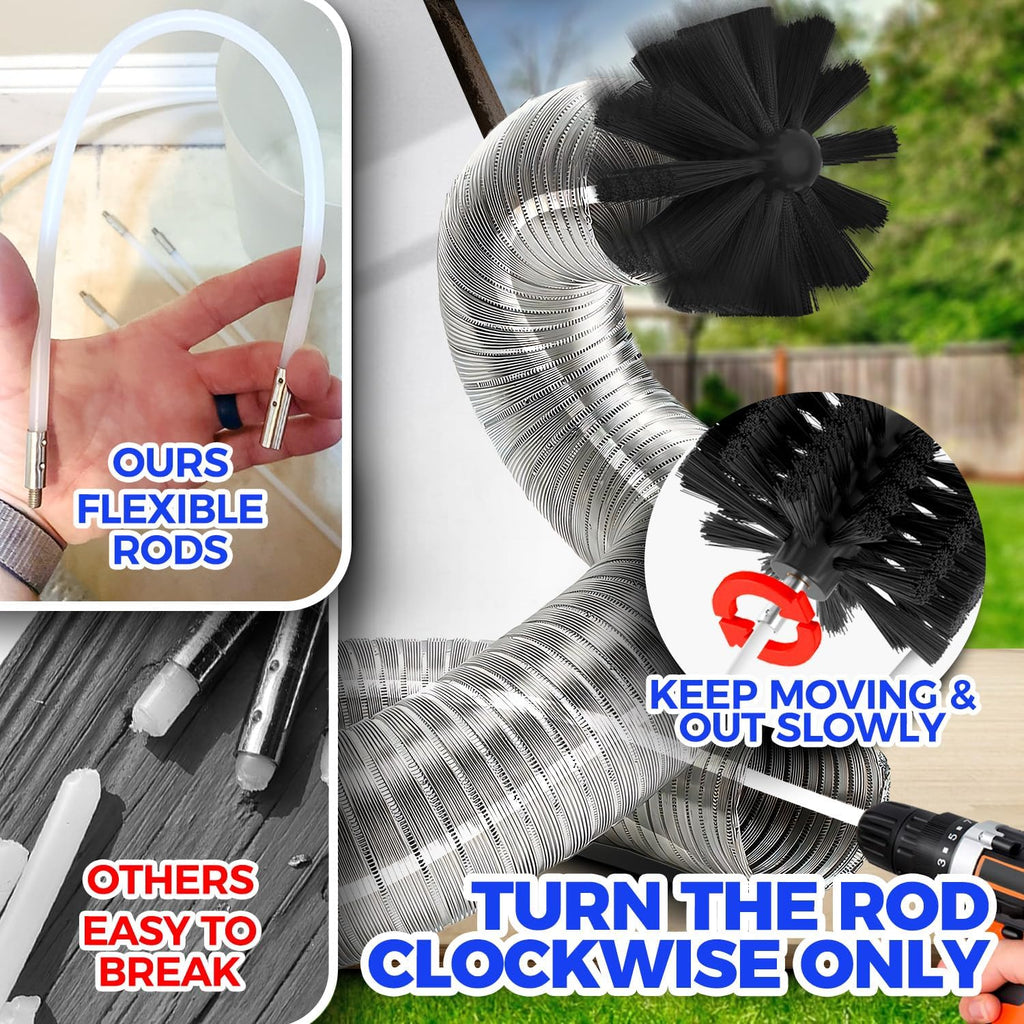 30FT Dryer Vent Cleaner Kit 15Pcs - Lint Remover Brush Vacuum Tools