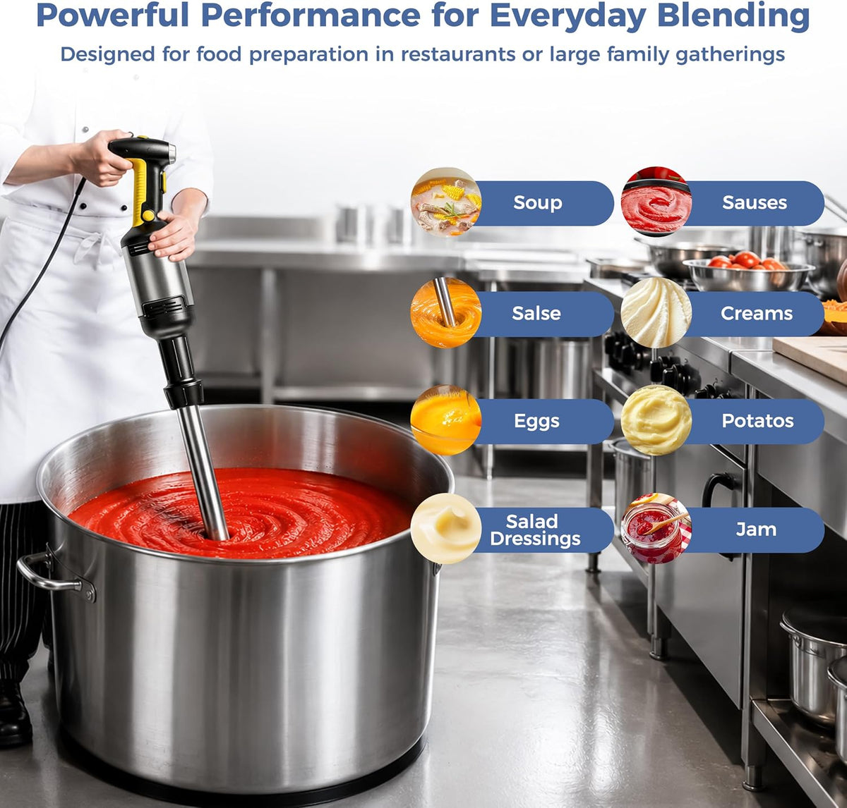 750W Commercial Immersion Blender, 20-Inch Variable Speed Hand Mixer