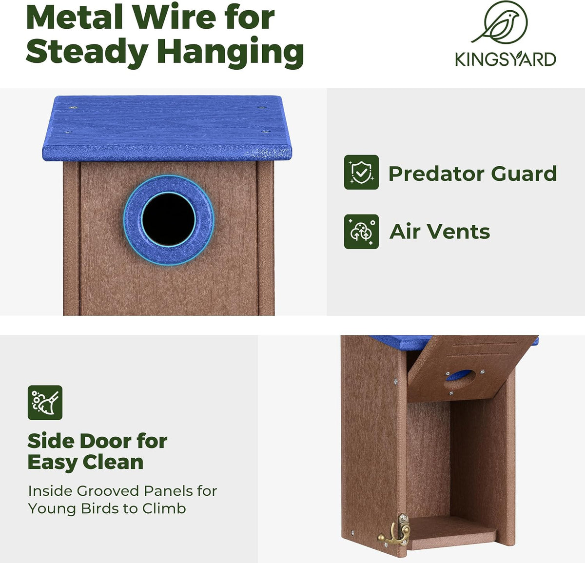 Wren Bird House with Predator Guard, Recycled Poly Lumber