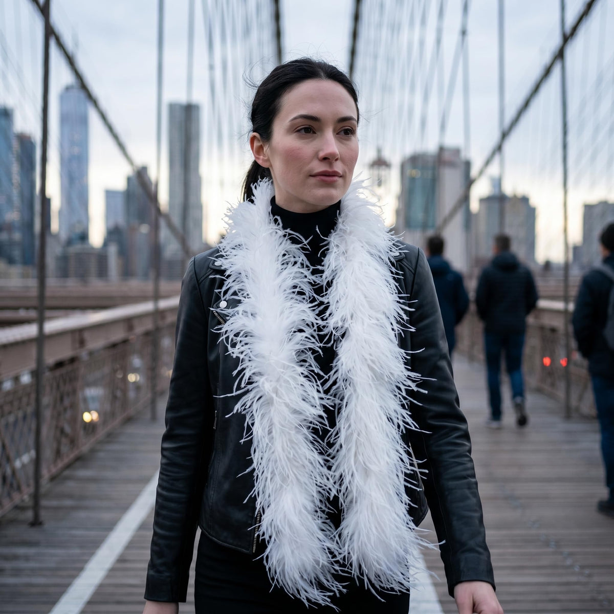 5 ply White Ostrich Feather Boas.
