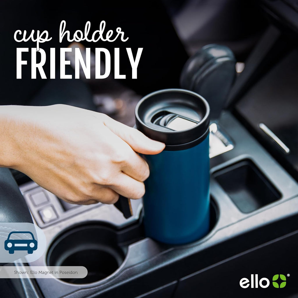 Magnet 18oz Vacuum Insulated Stainless Steel Travel Mug with Side Handle and Leak-Proof Slider Lid and Built-in