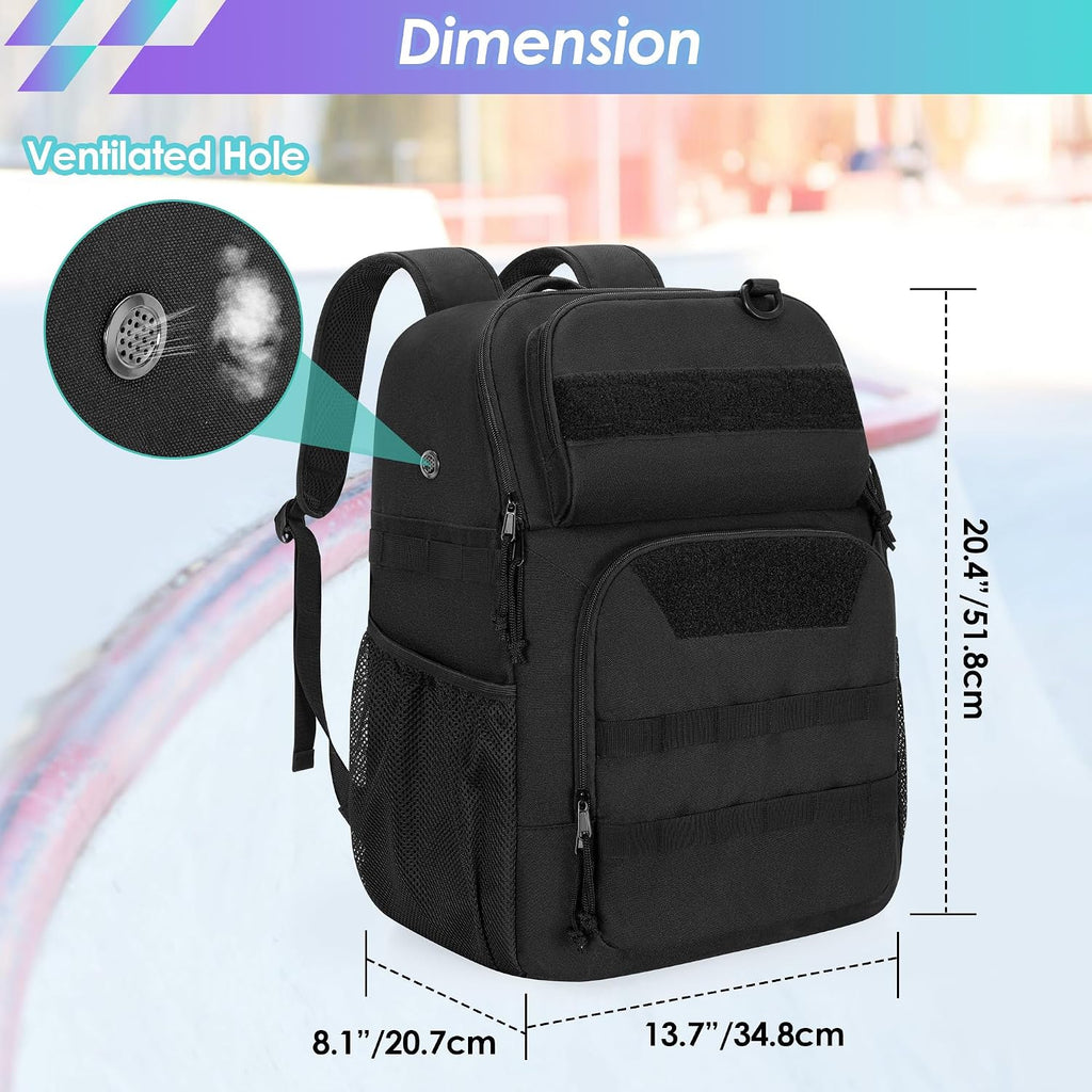 Skate Bag for Women Men, Roller Skate Backpack for Inline Skates | Ice Skate Bag Fits Shoes Up to Us Mens 13, Inline