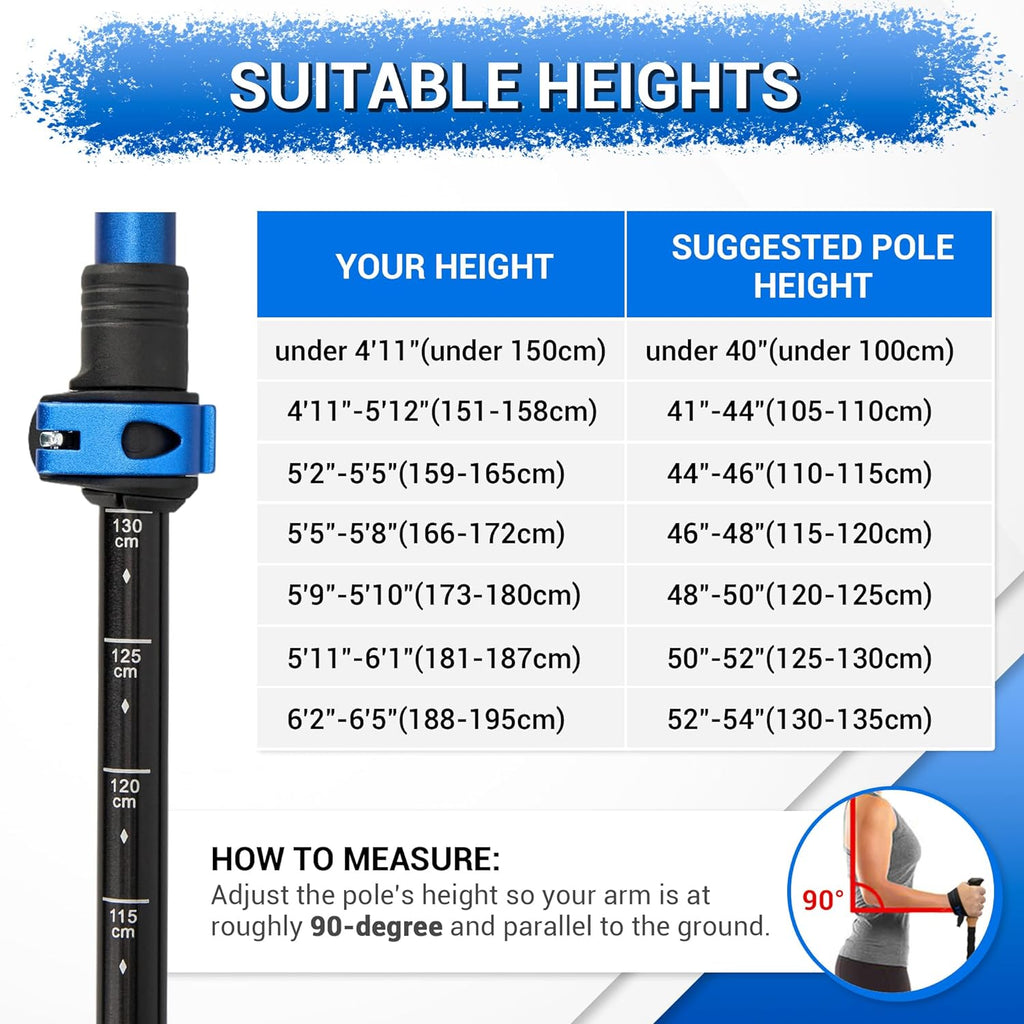 Durable 7075 Aluminum Trekking Poles, Walking Sticks for Hiking | Collapsible, Lightweight with Cork Grips