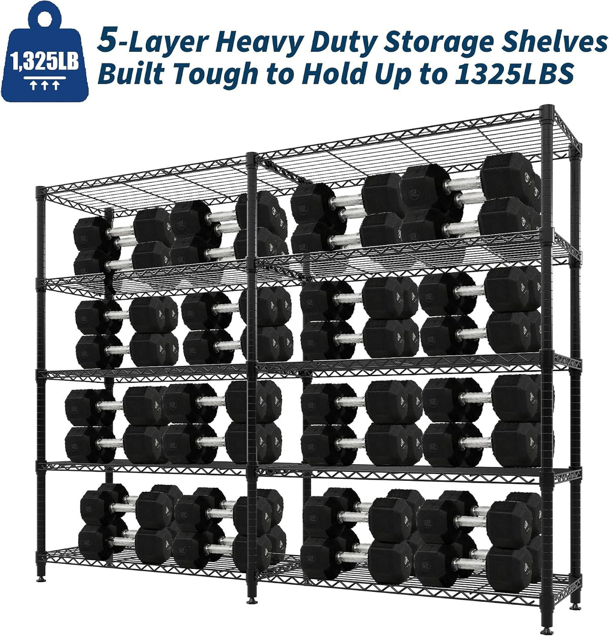 70" w Wire Shelving 1325LBS Heavy Duty Metal Rack
