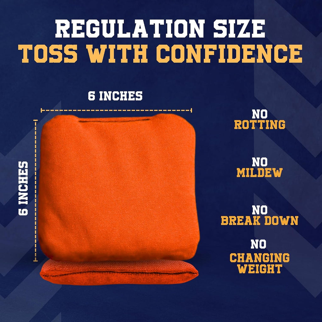 All Weather Cornhole Bags - 6"x6" Premium Plastic Pellet Resin-Filled, Weather-Resistant, Solid Color Duck Cloth