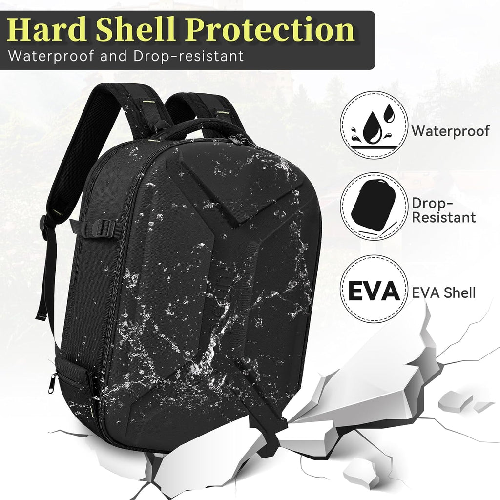Large Hardshell Camera Backpack DSLR/SLR/Mirrorless Photography Bag | Waterproof Hard Shell, w/ Rain Cover, with