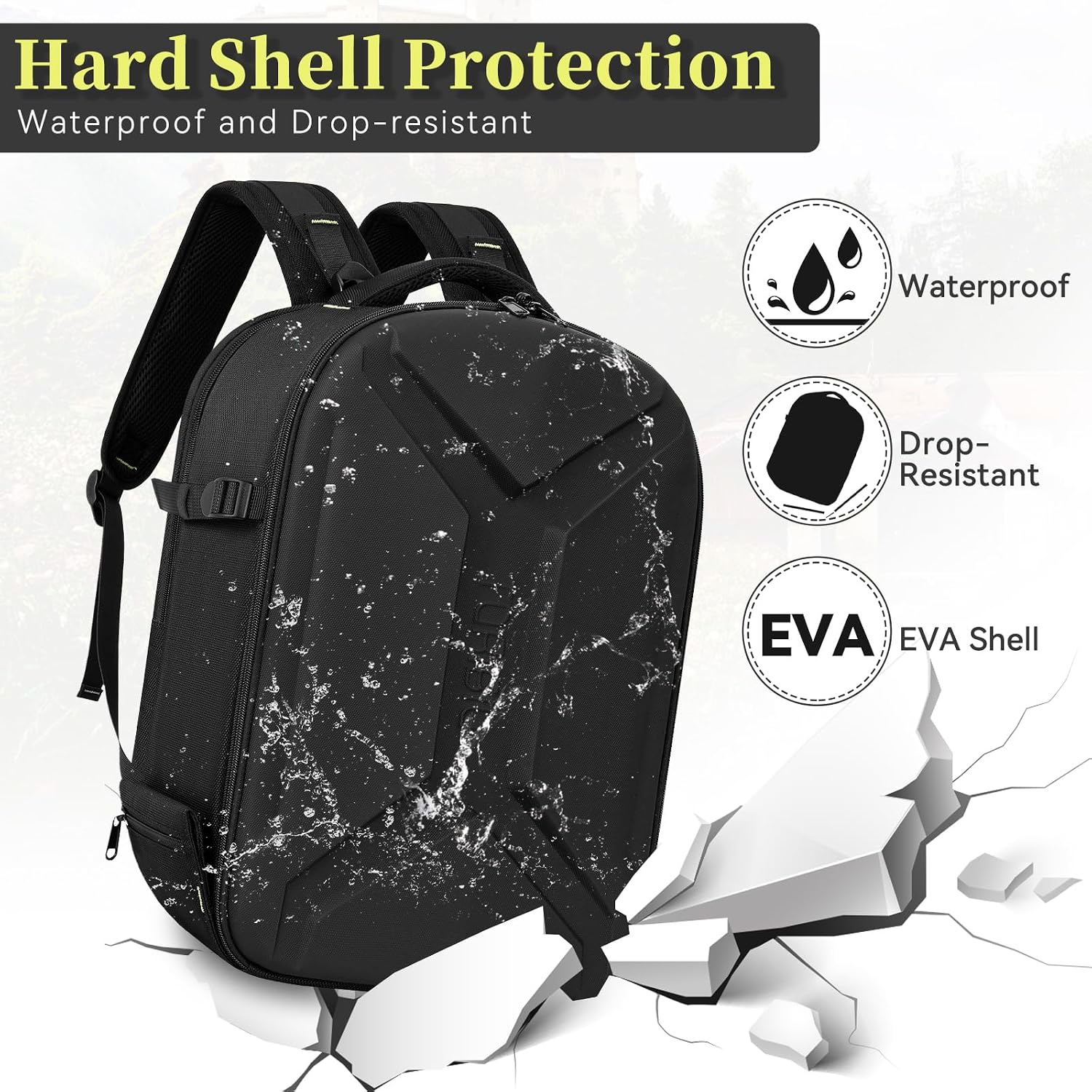 Large Hardshell Camera Backpack DSLR/SLR/Mirrorless Photography Bag | Waterproof Hard Shell, w/ Rain Cover, with