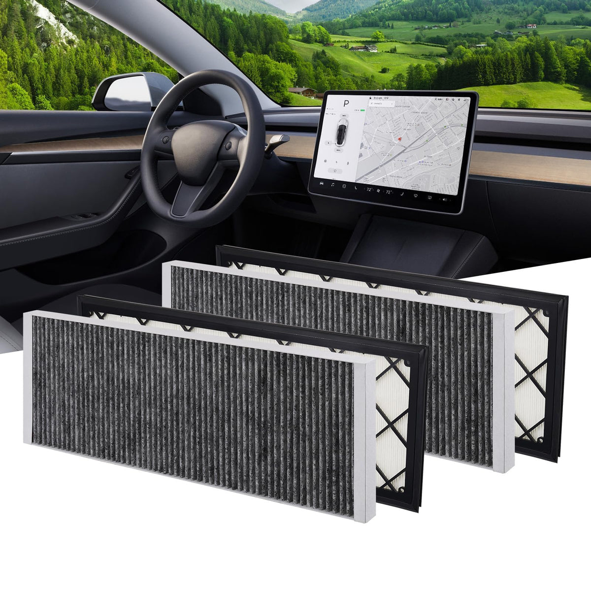 BASENOR Cabin Air Filter HEPA for Tesla Model Y 2020-2026 (4 Pack)