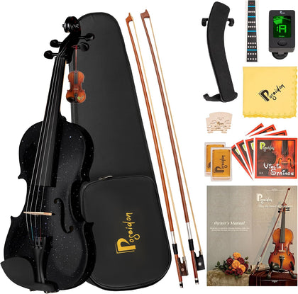 1/4 Violin for Beginner Fiddle Kit, Violin 1/4 Size for Student Stringed Musical Instrument w/Case, Two Strings Set