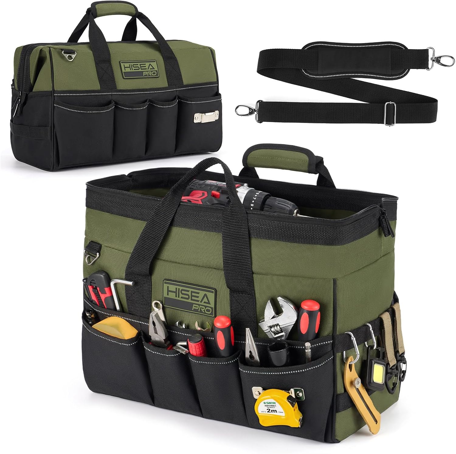Heavy Duty Tool Bag 20 Pockets, 16-Inch Portable Tool Box Organizer, 600D Waterproof Wide Mouth Large Storage Toolbag