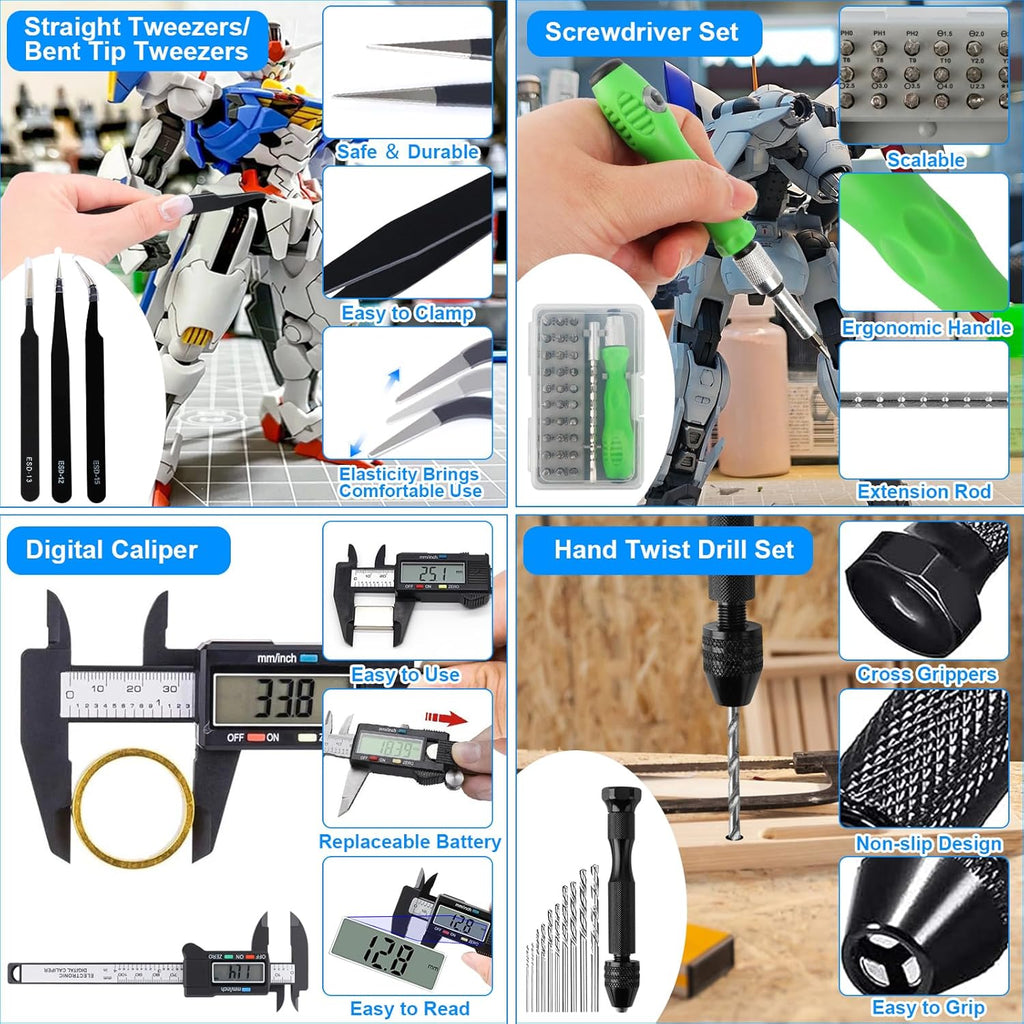 Gundam Tool Kit, 192 Pcs Professional Model Tool Kit for Gundam, Modeling Tools for Models with Decals Sticker