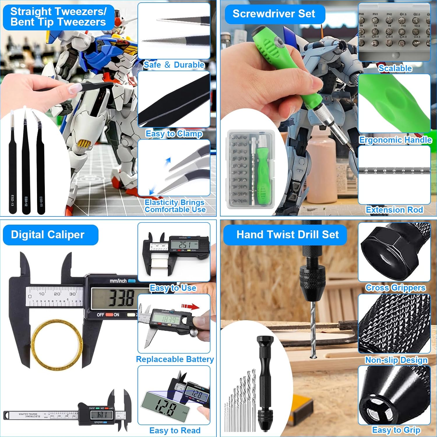 Gundam Tool Kit, 192 Pcs Professional Model Tool Kit for Gundam, Modeling Tools for Models with Decals Sticker