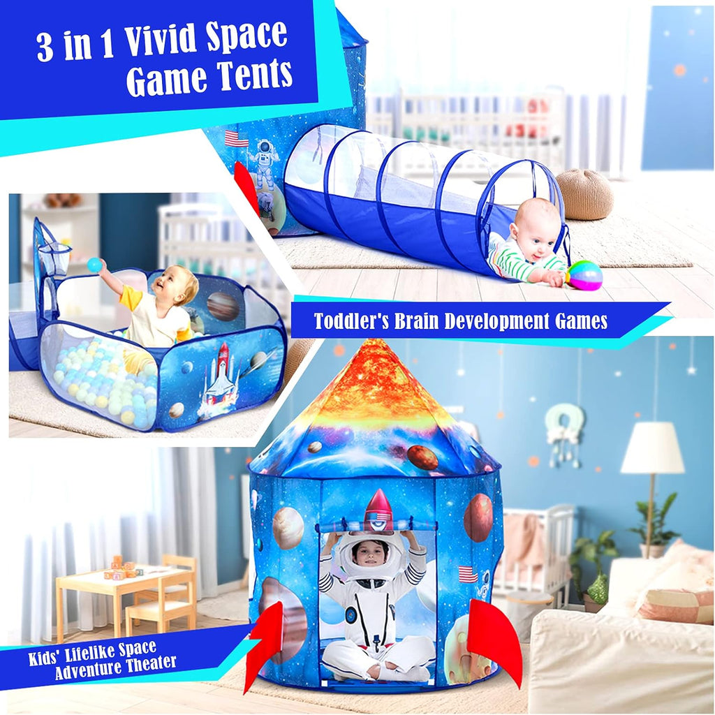 3PC Ball Pits for Toddlers with Kids Play Tent and Kids Tunnel for Boys & Girls, Baby Pop Up Playhouse Toy for