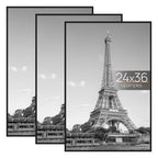 24x36 Poster Frame, Easy Slide-In Assembly, Black, 3 Pack