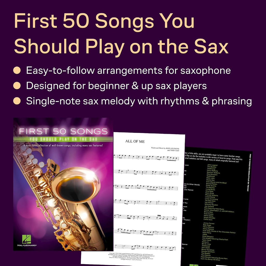 First 50 Songs You Should Play on the Sax | Beginner-Friendly Saxophone Songbook with Pop, Jazz & Movie Hits |
