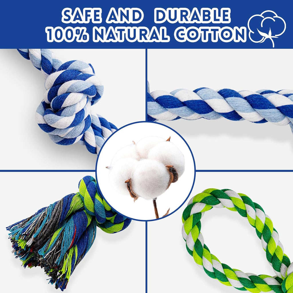 [3 Pack] Dog Rope Toys for Large and Medium Aggressive Chewers, Nearly Indestructible Rope Chew Toys, Heavy Duty 100%