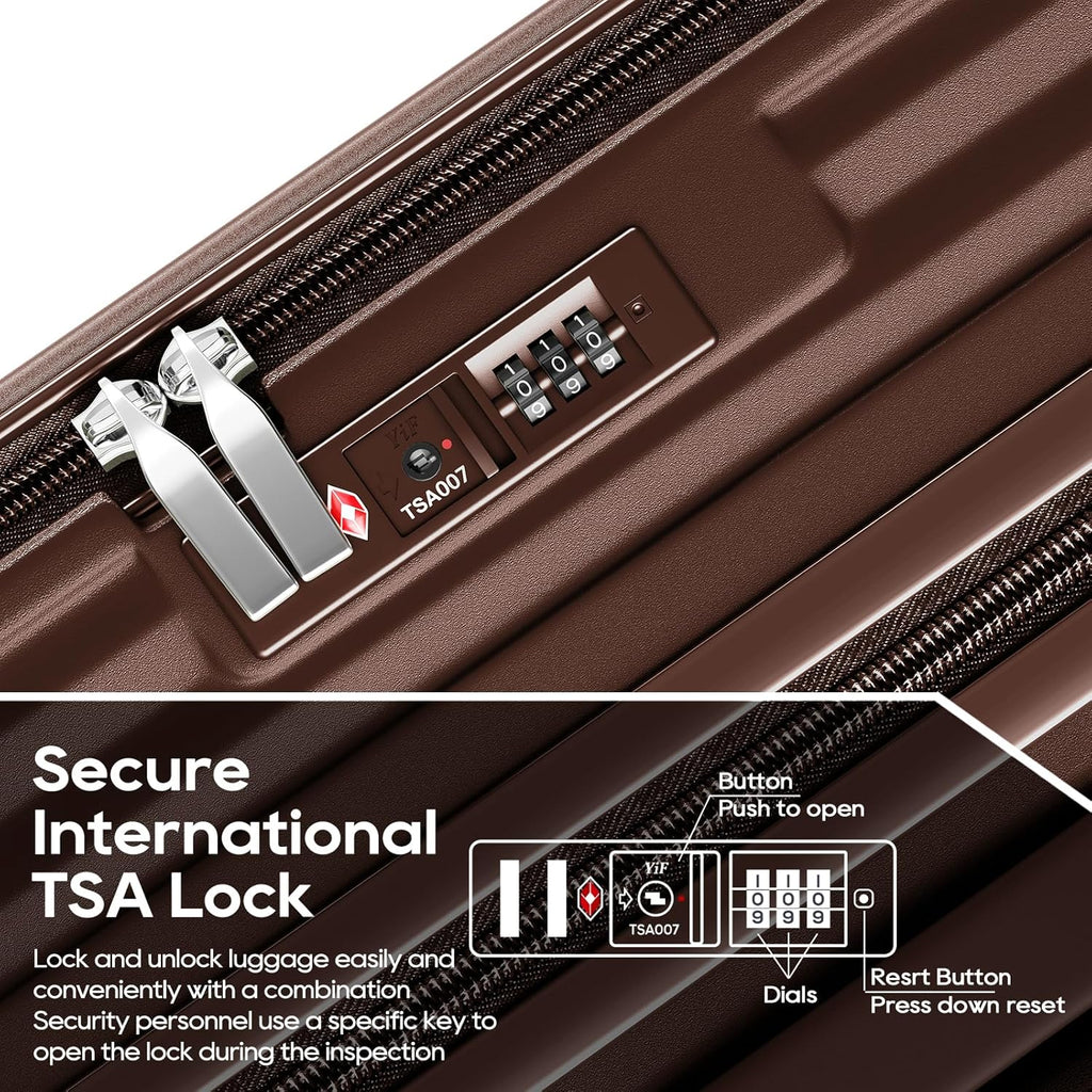 Luggage Sets 5 Piece with Front Pocket, Expandable Top Opening Suitcase Set, PC Hardside Carry on Suitcase with