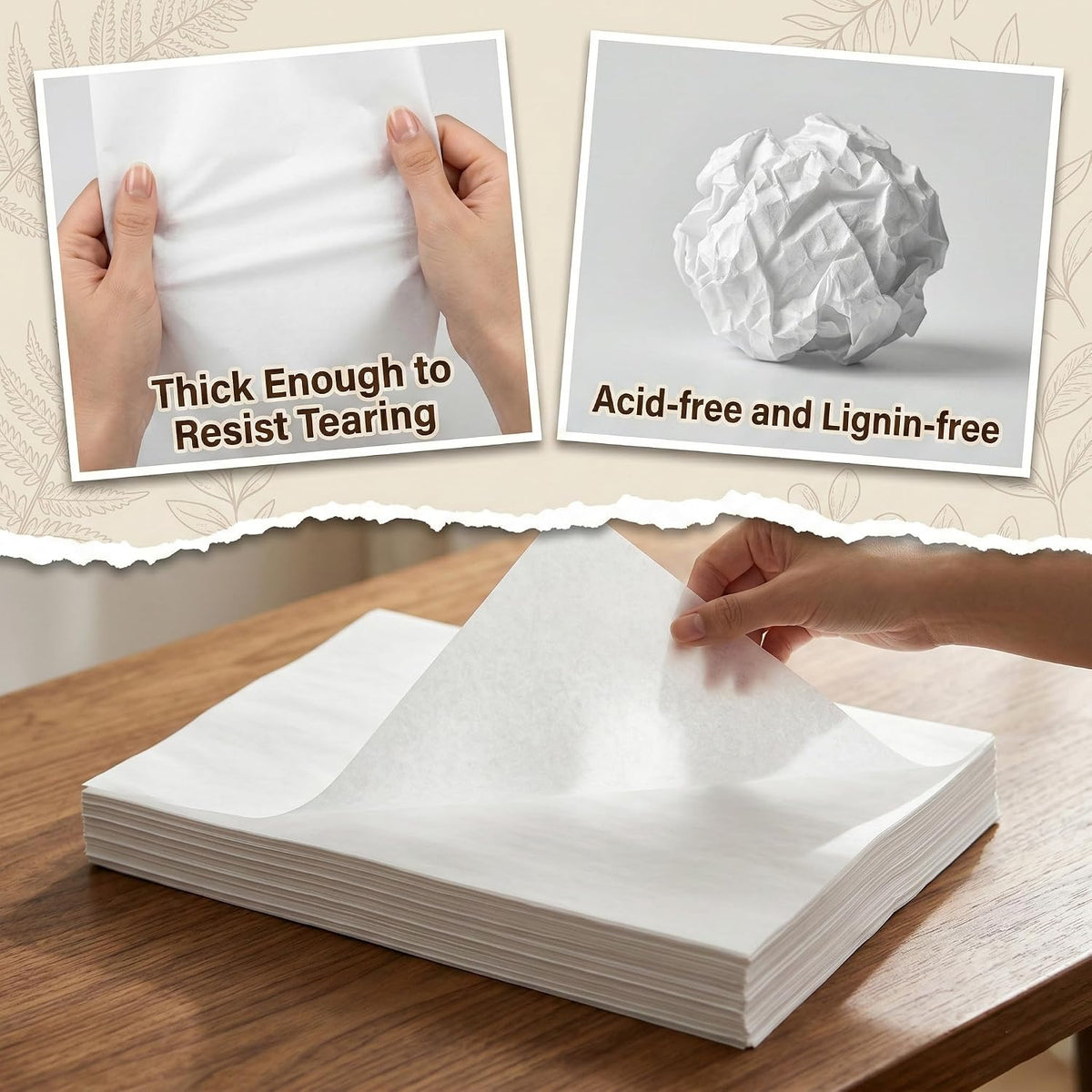 50 Sheets White Tissue Paper, 24 x 36 Inch, Acid-Free Tissue Paper