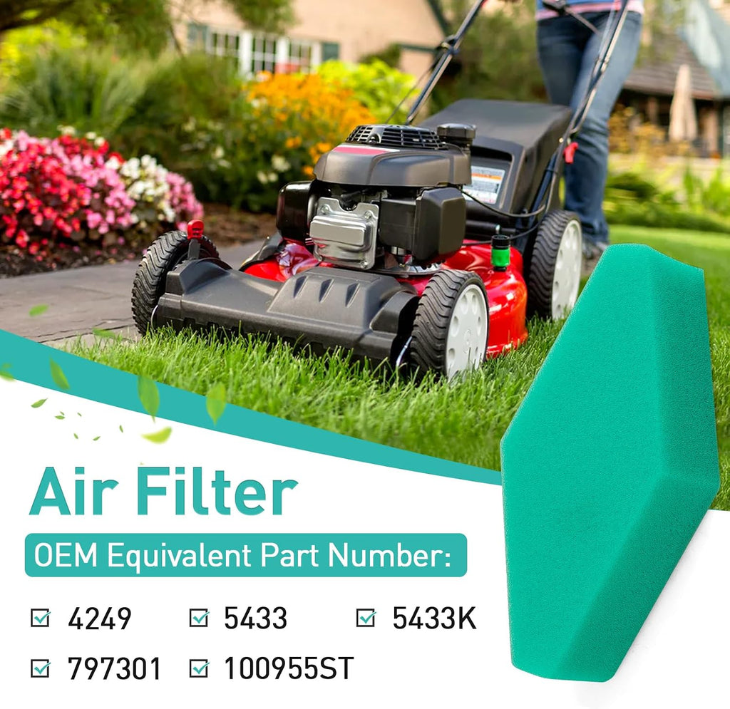 2 Pack 797301 Air Filter Replacement for B&S 5433K 111P02 114000 675-875 111000 121000 122000 124000 112000 114P02 Series Engine Lawn Mower Craftsman 247.37031 engines 4249 5433 100955ST