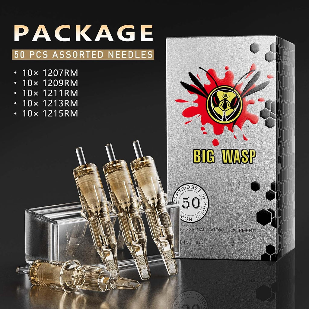 50Pcs Assorted #12 Standard Tattoo Needle Cartridges RM 3rd Gen